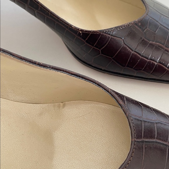 Talbots Dark Brown Croc-Embossed Heels Size 7.5 - Picture 4 of 11